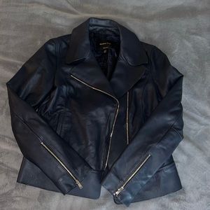 Massimo Dutti Navy leather jacket
